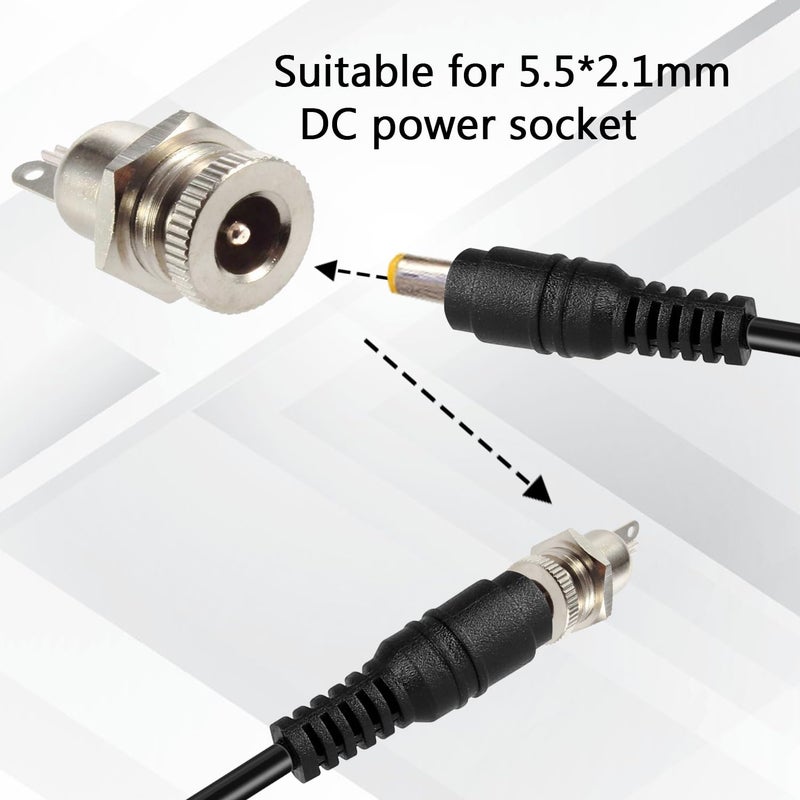 CenryKay 10PCS 5.5 x 2.1mm DC-099 10A DC Power Jack Socket,Threaded Female Panel Mount Connector Adapter - Image 4